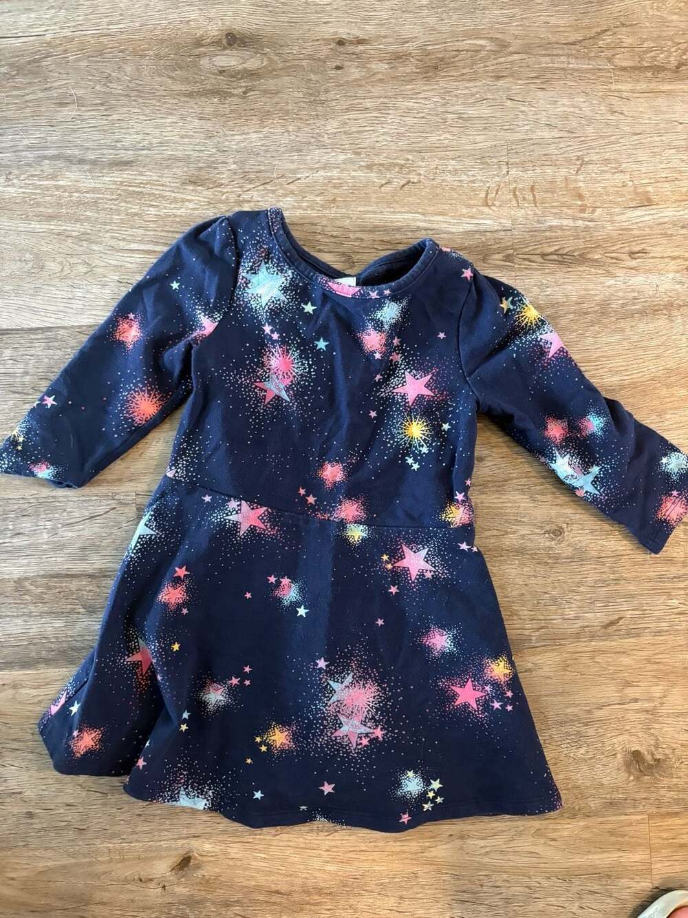 Baby Gap Navy Blue Star Print Long Sleeve Dress